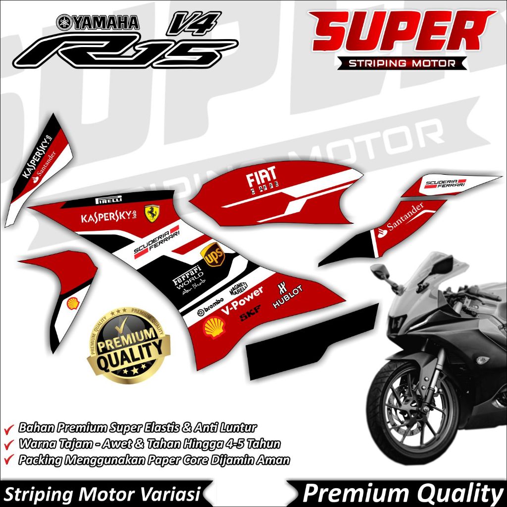 R15 V4 สติ๊กเกอร์ Anti-Fade Cool Striping R15 V4 Striping Yamaha R15 V4 Ferrari