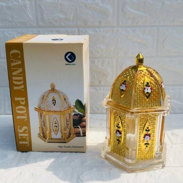 CRYSTAL CANDY POT MOSQUE JAR/CRYSTAL GLASS JAR CANDY POT LUXURY JUMBO GLASS JAR