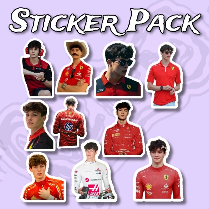 สติ๊กเกอร์ F1 Ollie Bearman แพ็ค 10 ชิ้น ไวนิลกันน้ํา