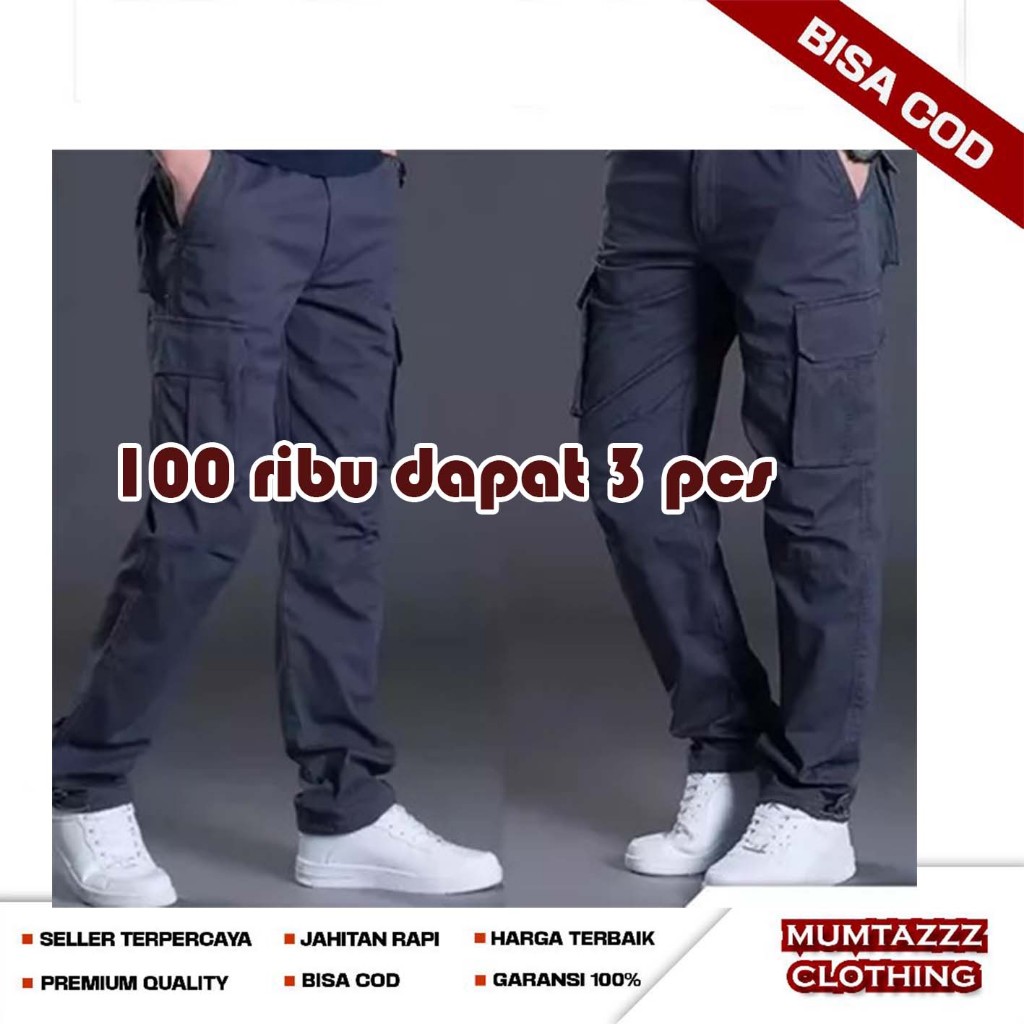 กางเกงขายาว 100 THOUSAND GET 3 PCS LONG CARGO PANTS FOR ADULT MEN LONG CARGO PANTS สําหรับผู้ชาย