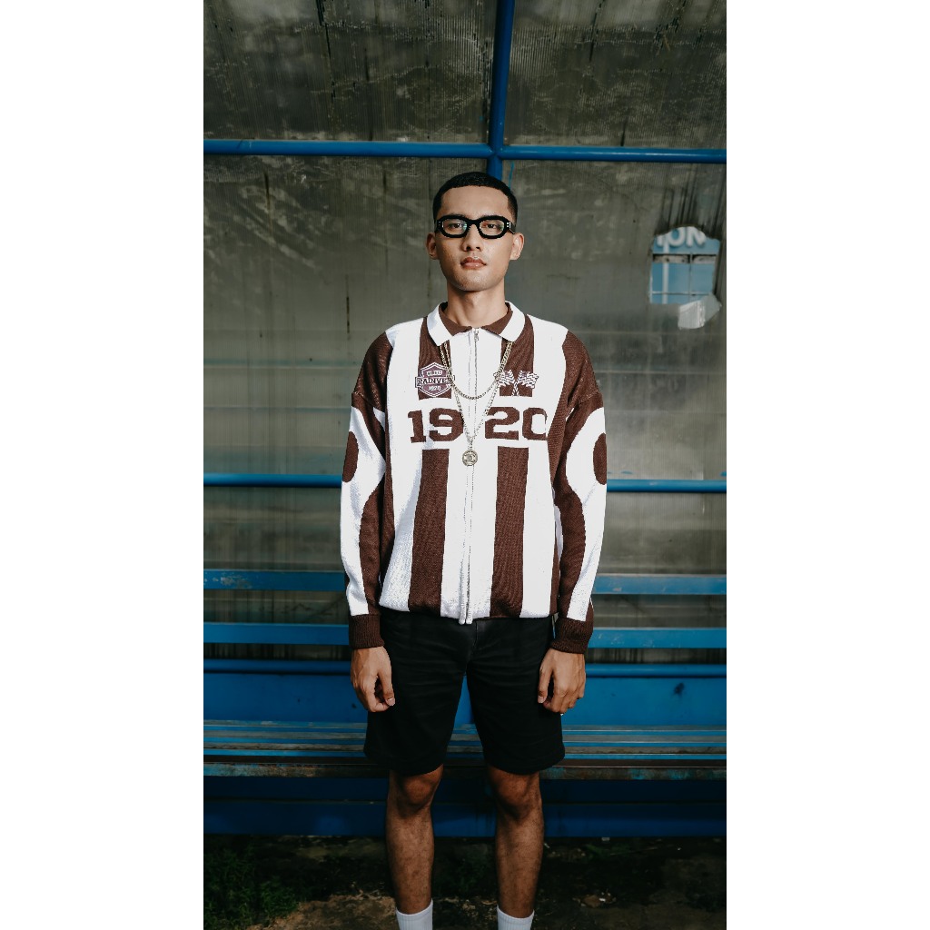 Rainver Club Zip Up Knit สีน้ําตาล