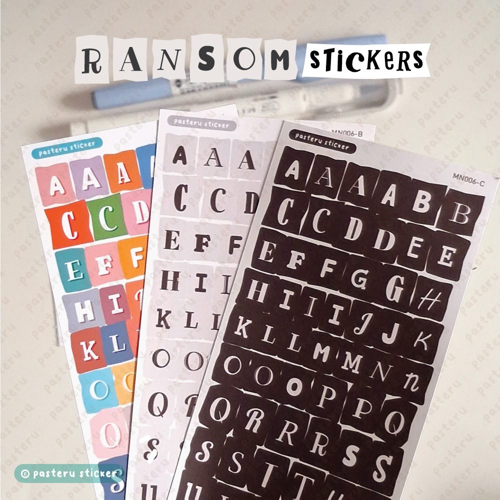 PASTERU STICKER Mini Ransom Alphabet Sticker Sheet / Alphabet Letter Journal Sticker