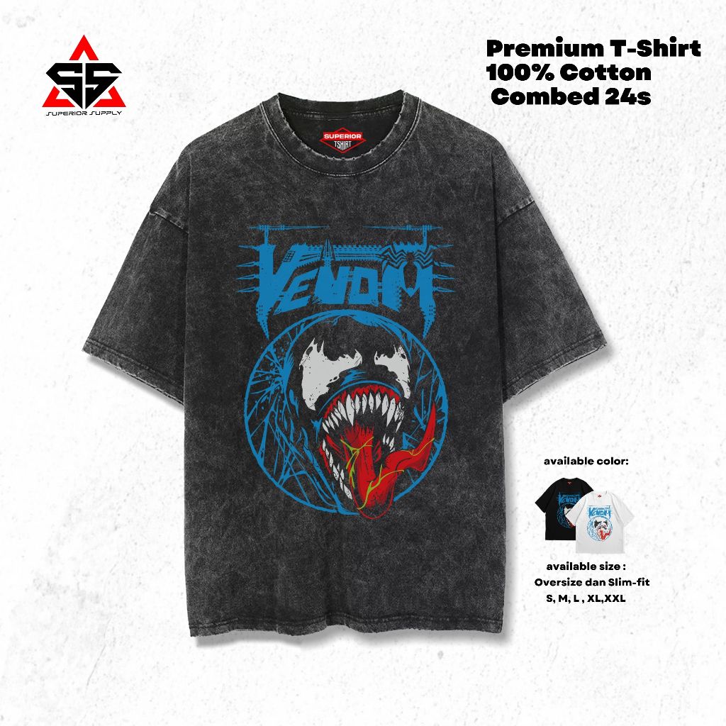 เสื้อยืด Superior VENOM เสื้อยืดล้างขนาดใหญ่ slimfit sandwash VENOM-23
