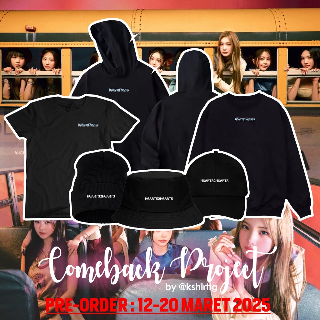 [KSHIRTTG] Hearts2hearts Merch (เสื้อยืด, เสื้อฮู้ด, Sweeter, หมวก, หมวกไหมพรม, หมวกบักเก็ต) - [OUT 
