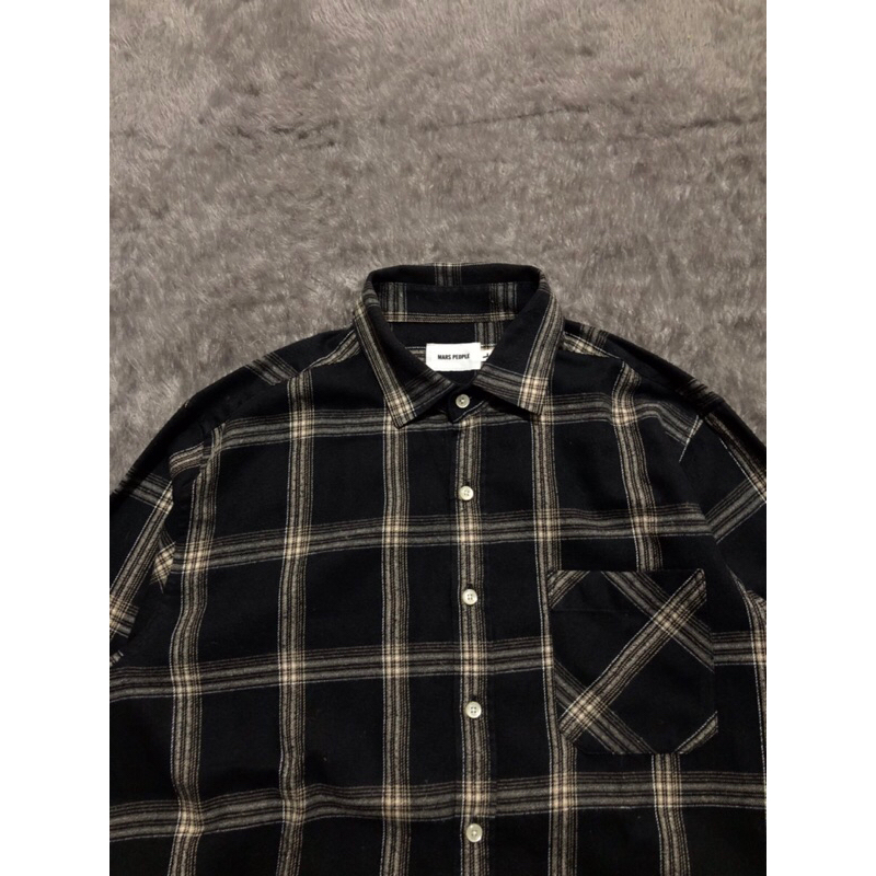 Hitam KEMEJA Mars PEOPLE FLANNEL SHIRT / เสื้อเชิ้ต FLANNEL สีดํา