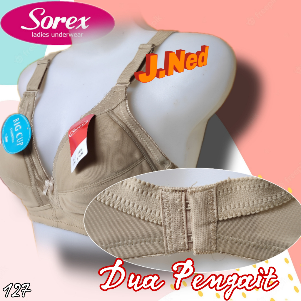 J127 Sorex Bra ไม่มีฟองน้ําไม่มีลวดขนาดใหญ่ C ถ้วยขนาด 36 - 42 สองตะขอ