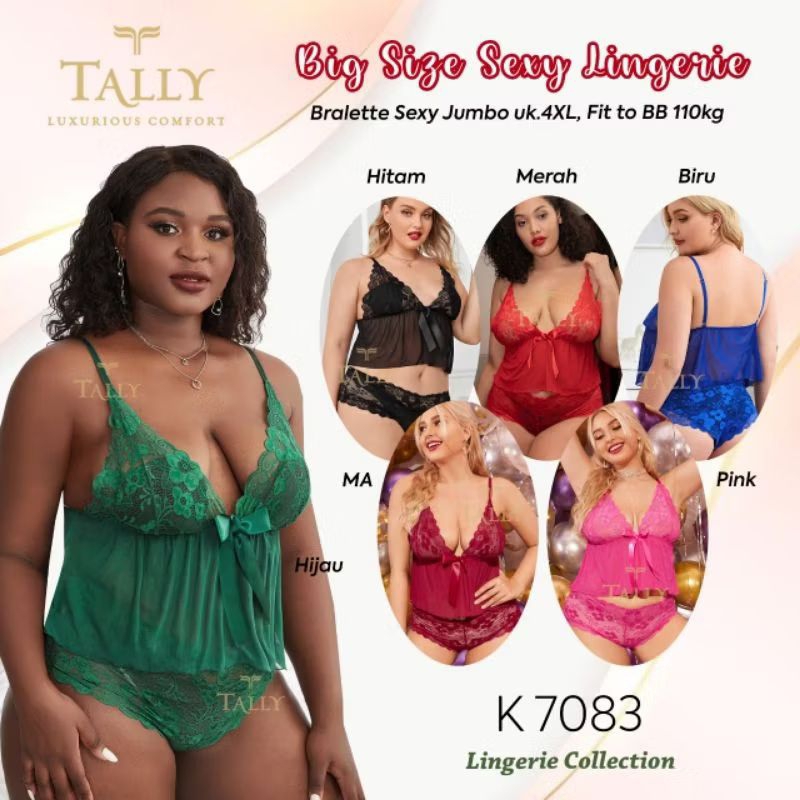 TALLY LINGERIE SET SEXY JUMBO 7083 I FREE SIZE FIT TO 4XL