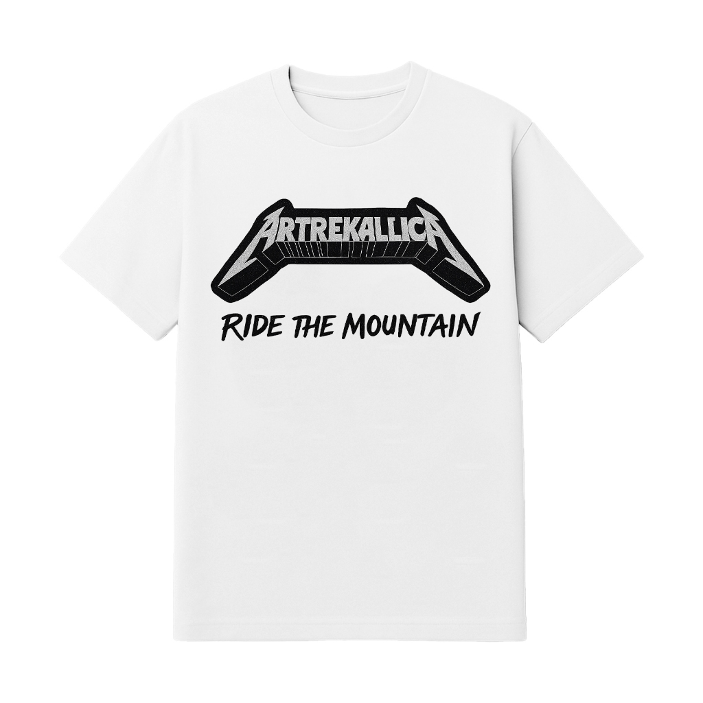 Artrek เสื้อยืดสีขาว ARTREKALLICA METAL MOUNTAIN - ลําลองสบายฐานแอมป์ GYM OFFICE GIG CONCERT SCHOOL