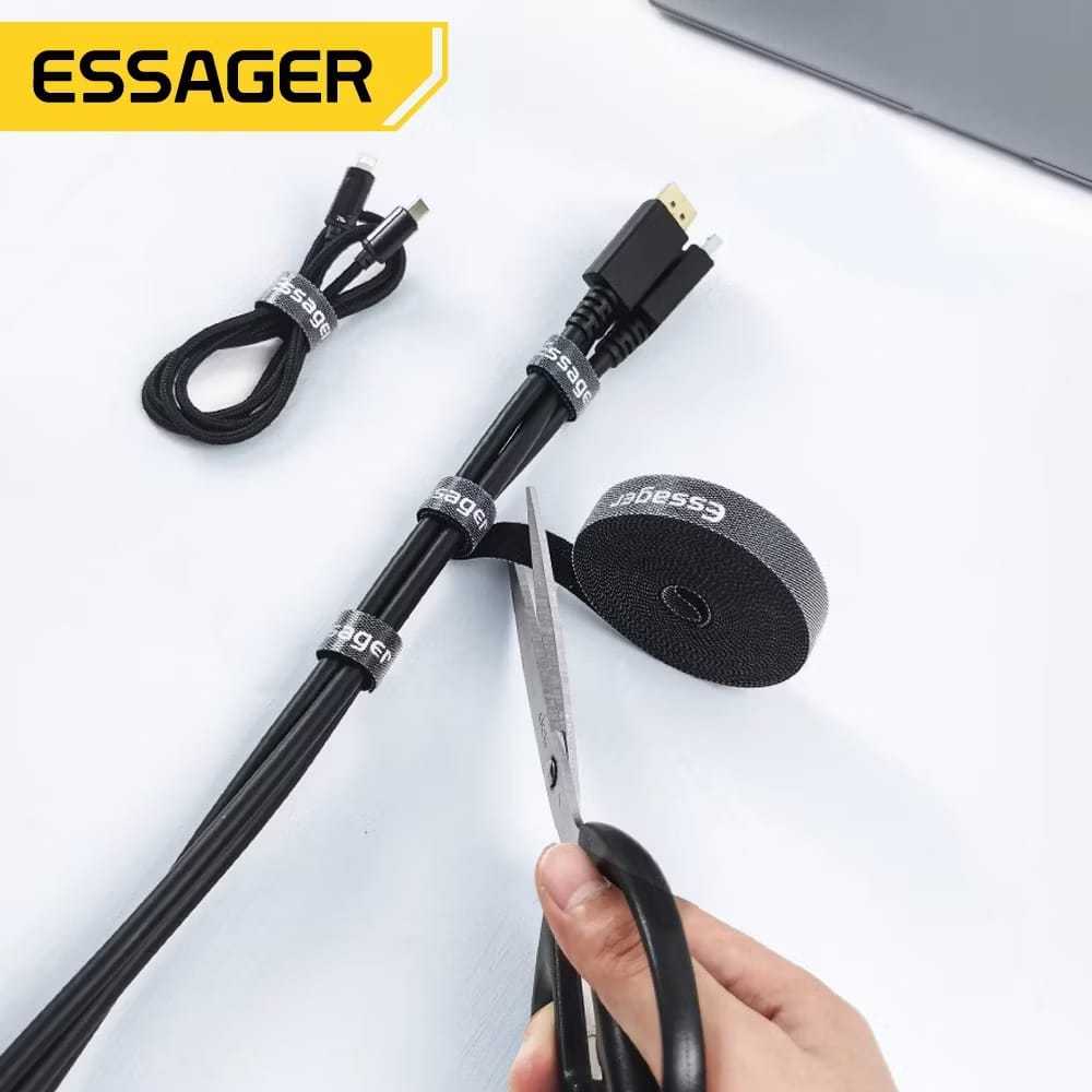 Essager Velcro Strap Organizer Wire Winder Tearable 1M Essager - EXD-LX01- สีดํา