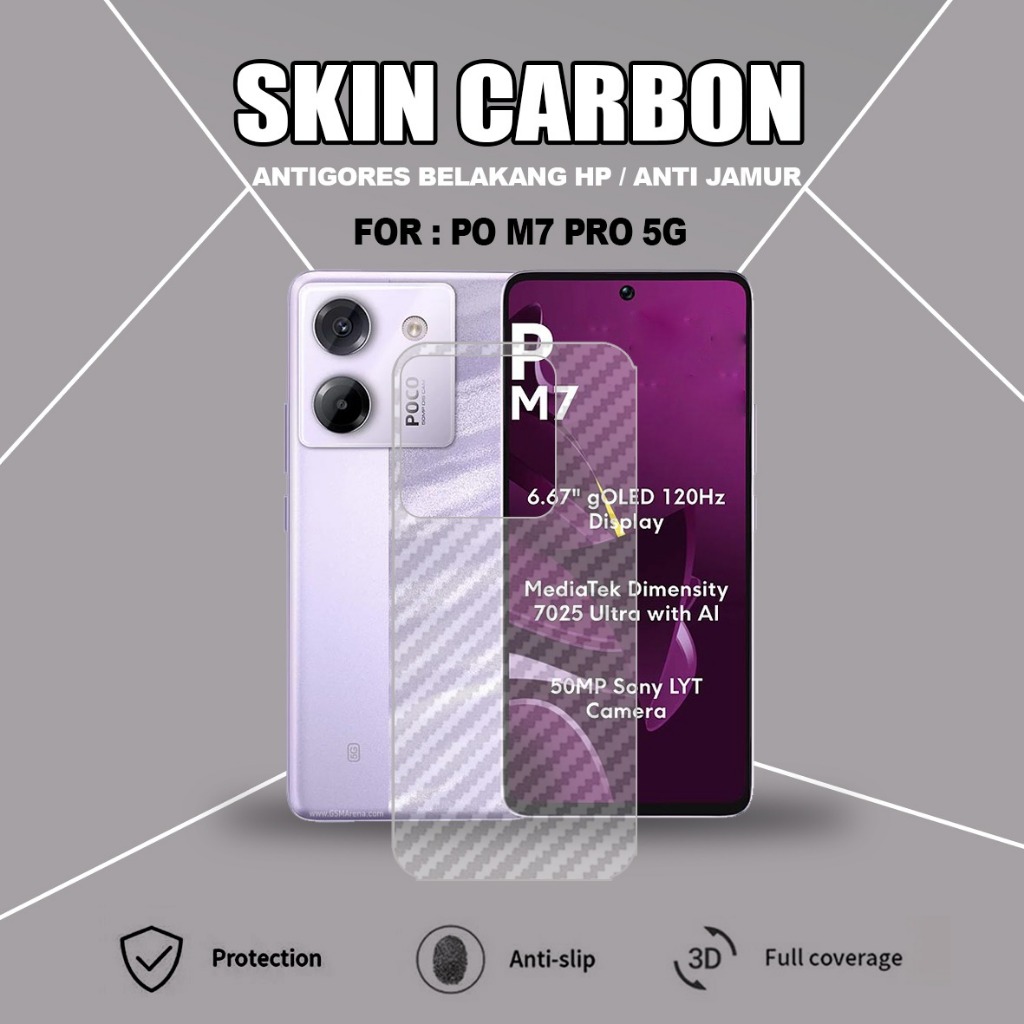 POCO M7 POCO C85 POCO M7 PRO 5G SKIN CARBON TRANSPARENT ANTI-SCRATCH BACK POCO M7 POCO C85 POCO M7 P