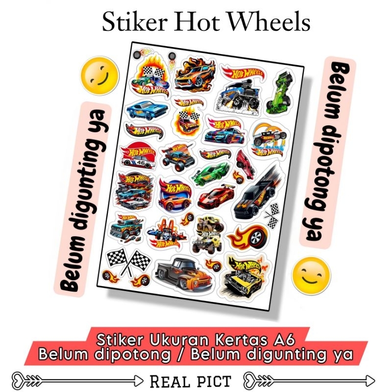 HOT WHEELS STICKERS / A6 SIZE VINYL STICKERS / CUTE CHARACTER STICKERS