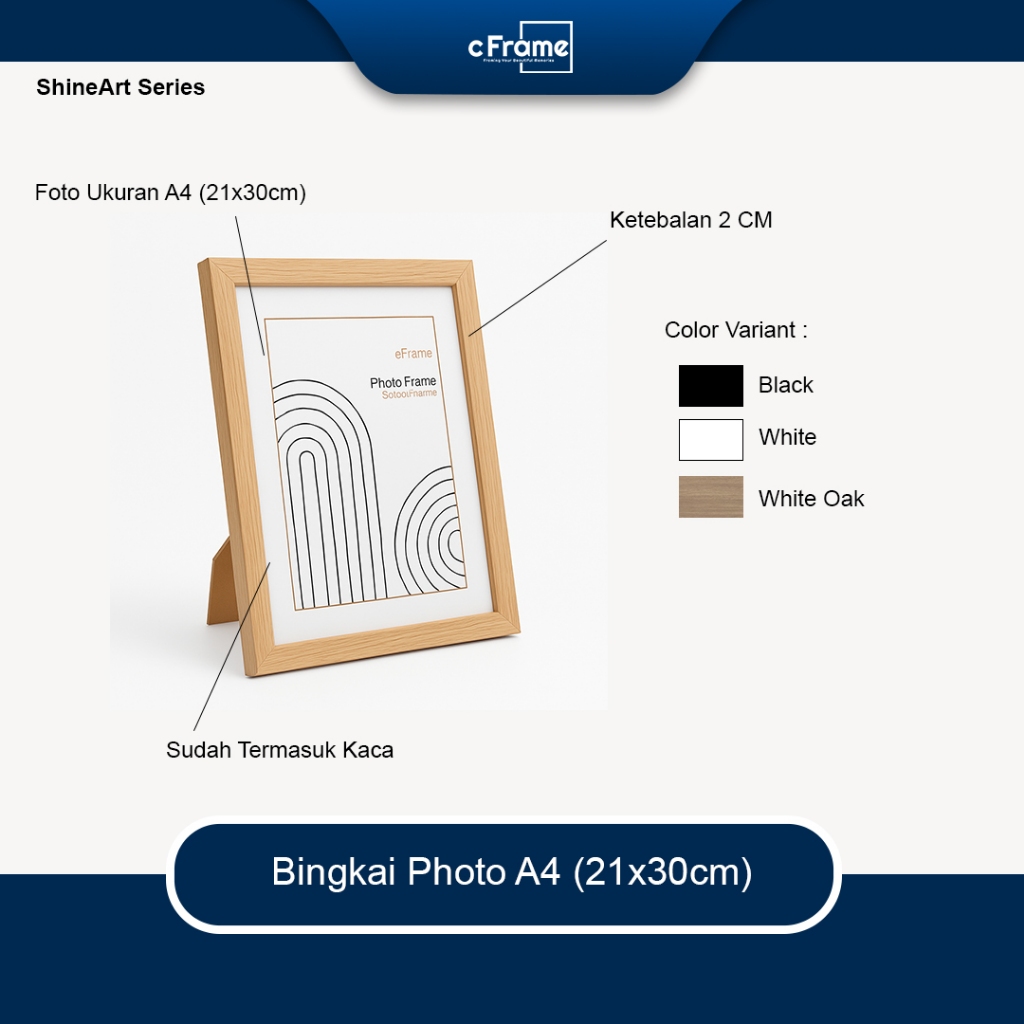 C Frame A4 Shineart กรอบรูปพื้นฐานเหมาะสําหรับใบรับรอง รูปภาพ โปสเตอร์ ขนาด 21 x 30 ซม.