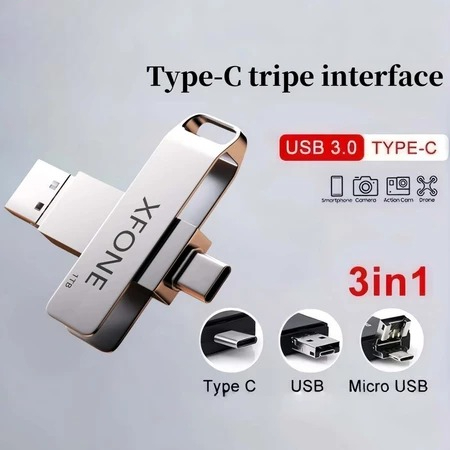 HP TYPEC Flashdisk OTG USB 3in1 ความเร็วสูง Metal Flash Driver USB 128gb 512gb 1tb 2tb USB แฟลชไดรฟ์
