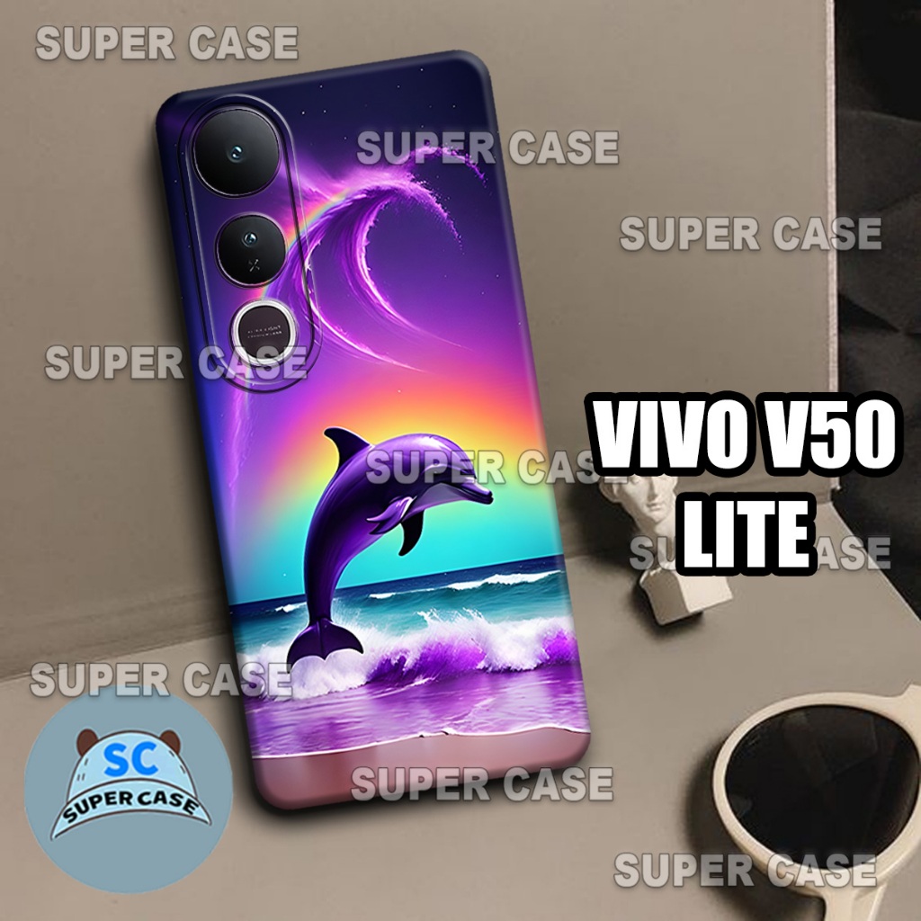 (Q37) เคสอ่อน Procamera ใหม่ล่าสุดสําหรับ VIVO V50 LITE HP | DOLPHIN MOTIF | เคส VIVO V50 LITE | เคส