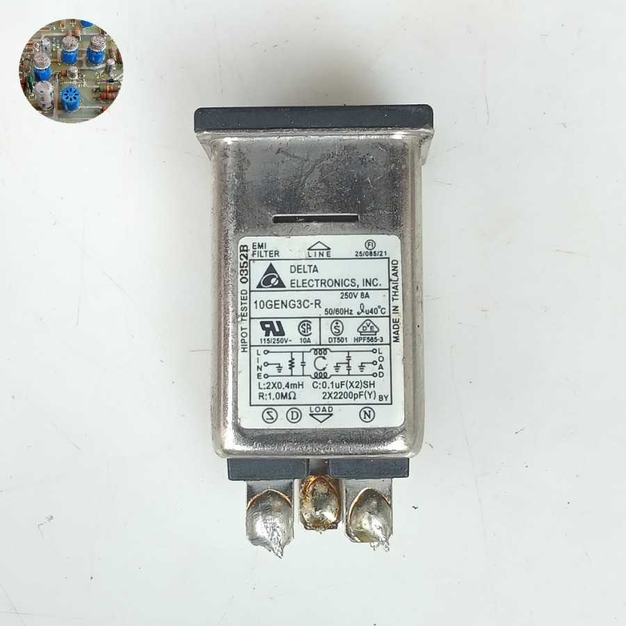 EMI Filter Delta Electronics 10GENG3CR 250V 8A Socket C-14 Made in Thailand / EMI Filter 115/250V AC
