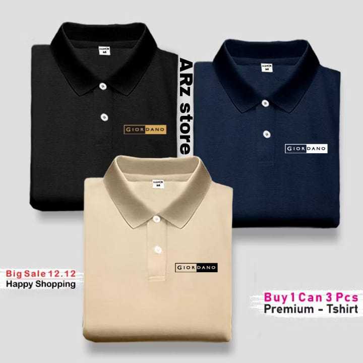 ซื้อ 1 แถม 3 ชิ้นเสื้อยืดคอปกโปโล (G1odano Block Tri 3) เสื้อยืดผู้ชาย Distro DM/L/XL/XXL Distro