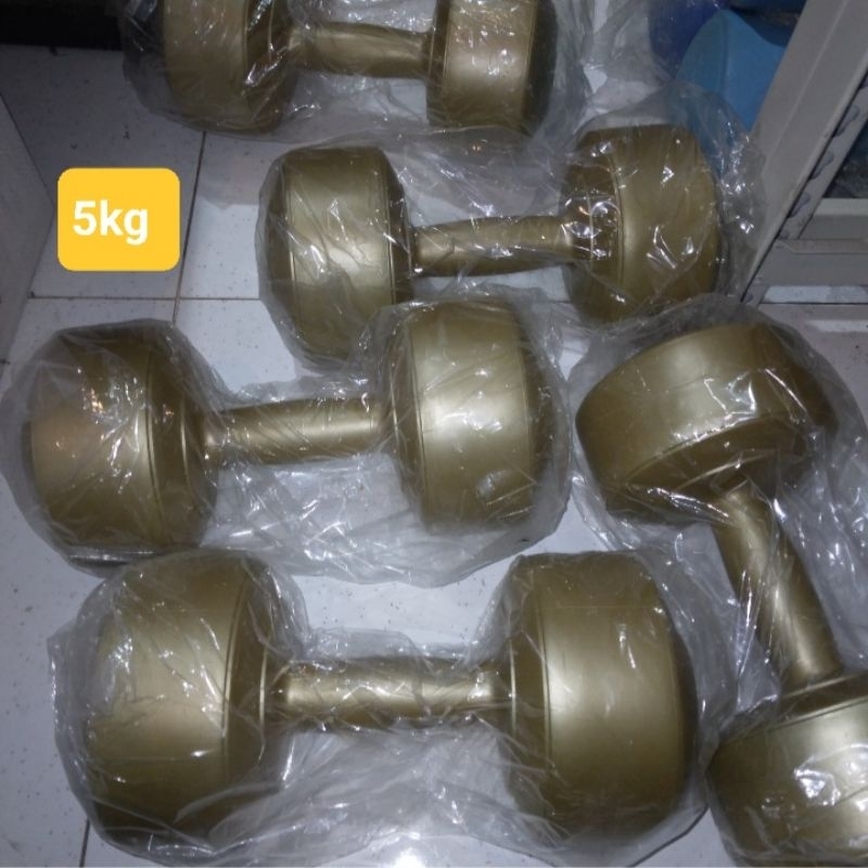 Barbell / Dumble Gold 5kg ซีเมนต์พรีเมี่ยม Dumble eliet เรียบร้อยและวัสดุดีมาก