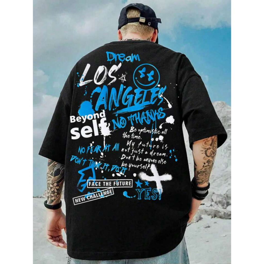 Manfinity RebelGame เสื้อยืดผู้ใหญ่ Over Size แขนสั้น