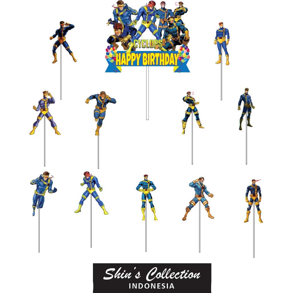 ท็อปเปอร์เค้ก Cyclops solo X-men Marvel Continents 12 ชิ้น
