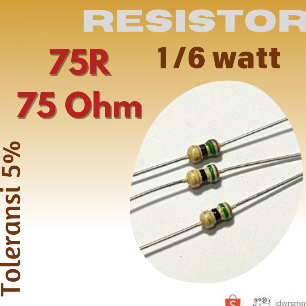R Resistor 75R R 160 R Ohm 1/6w 75R ohm 1/6 วัตต์ 5%