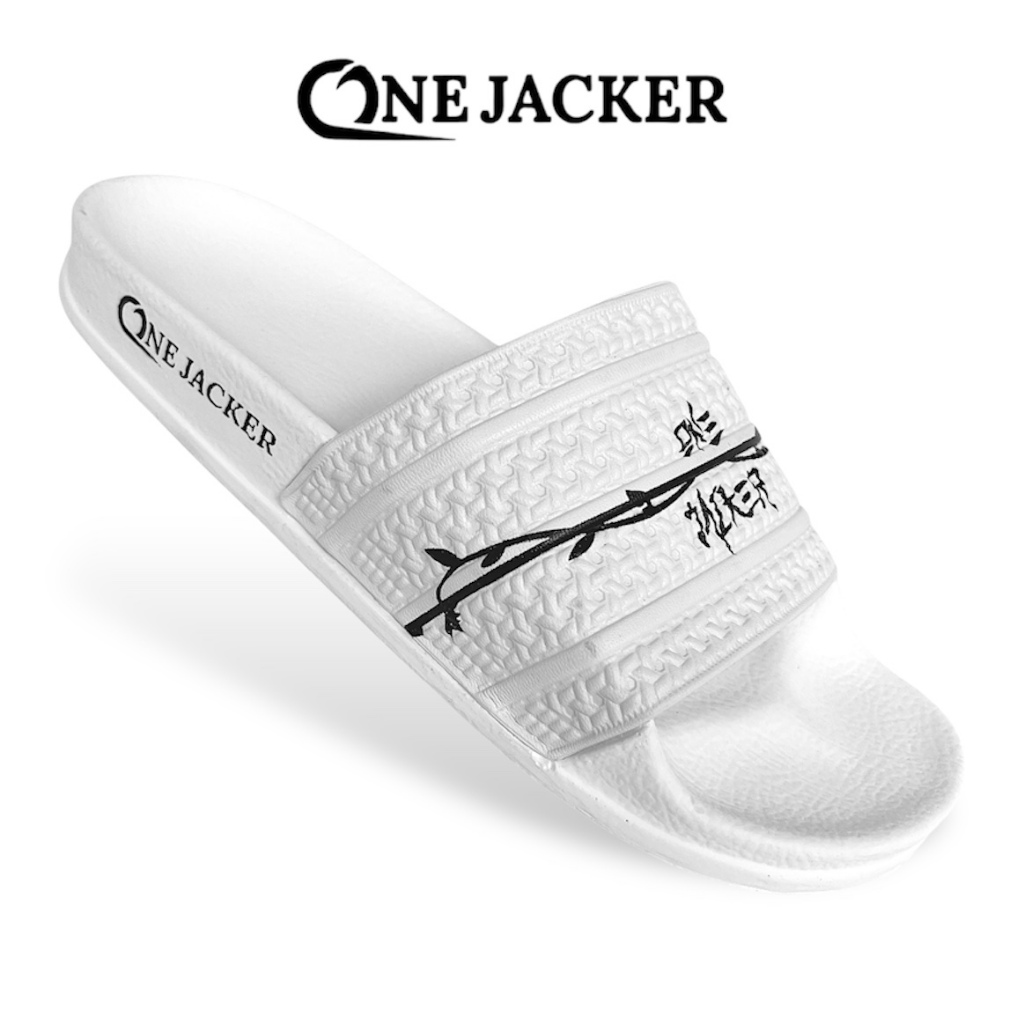 One Jacker - รองเท้าแตะสีดําไหลสีขาวเรียบง่ายทันสมัยสําหรับผู้ชายและผู้หญิง 01 One Jacker