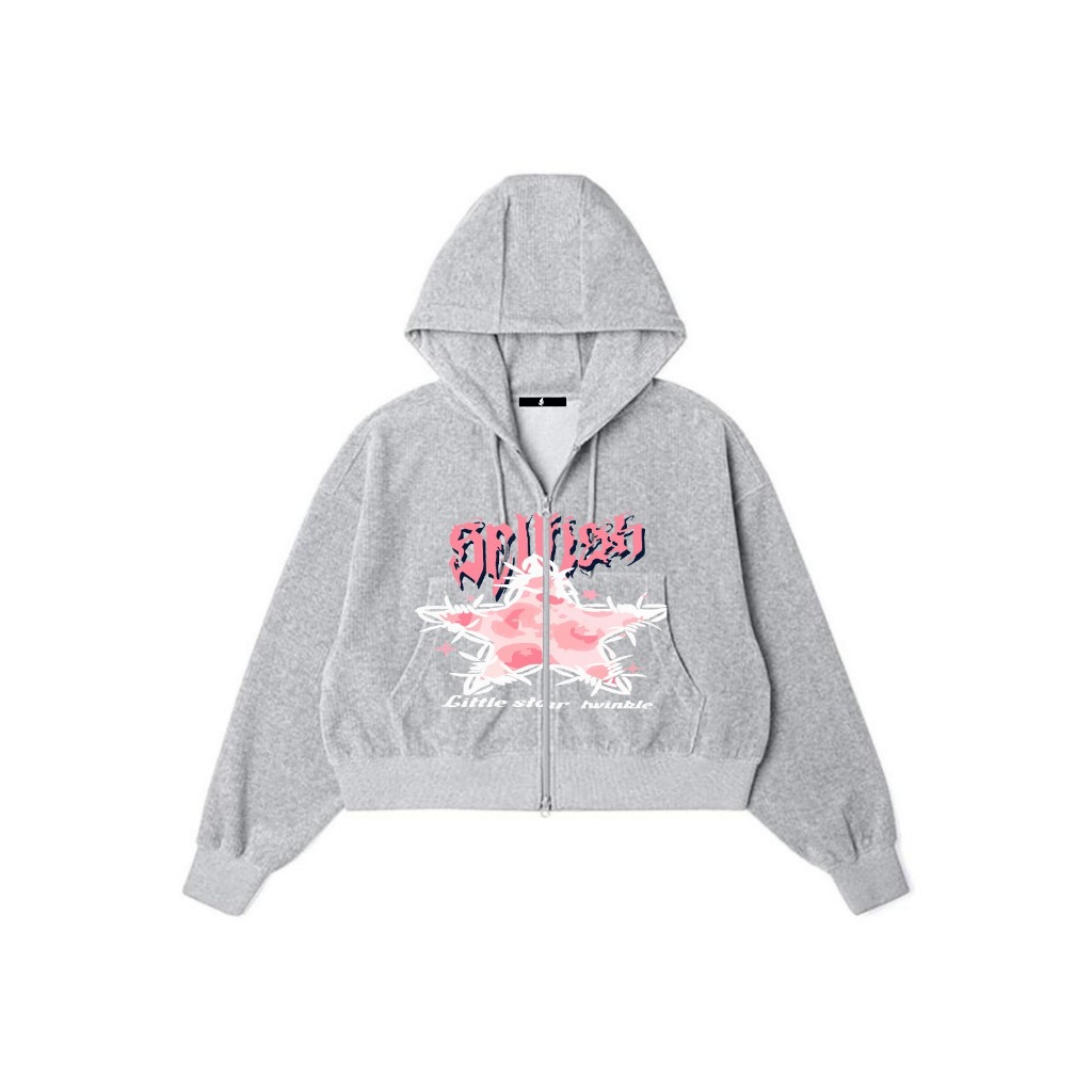 MSVP CROP ZIPPER SELFISH FEMIN CROP HOODIE ผู้หญิงทุกขนาด