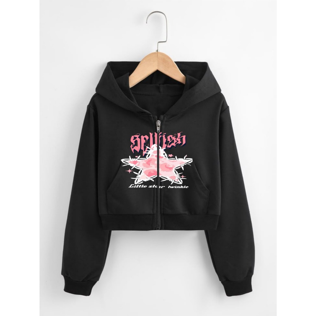BOHEL CROP ZIPPER SELFISH FEMIN Hoodie Zipper Crop Women All Sizes