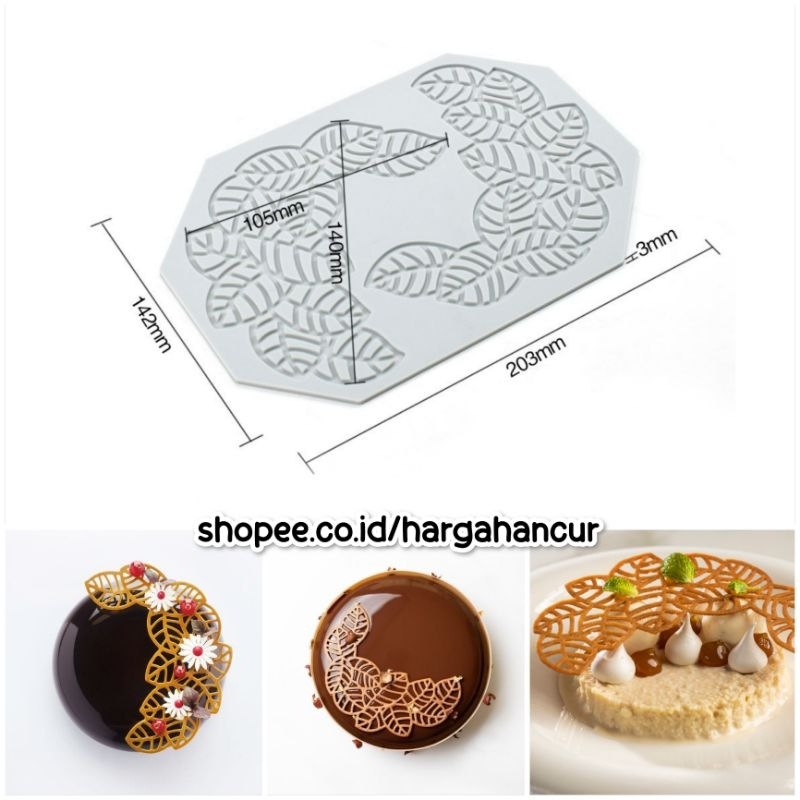 HH Hollow Leaf Tuile Mold Hollow Leaf Silicone Garnish Mold ช็อกโกแลตน้ําผึ้งเค้กตกแต่ง