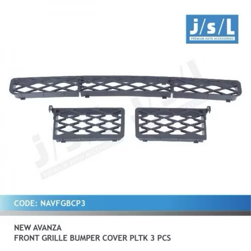 AVANZA ใหม่ 2008 2009 2010 2011 FRONT GRILLE GRILL BUMPER ฝาครอบรถ 3 ชิ้นสีดํา VARIATION GRILL LIST