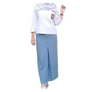 PROMO PAKET MURAH setelan seragam sekolah SMA perempuan baju dan rok span belah 1 panjang