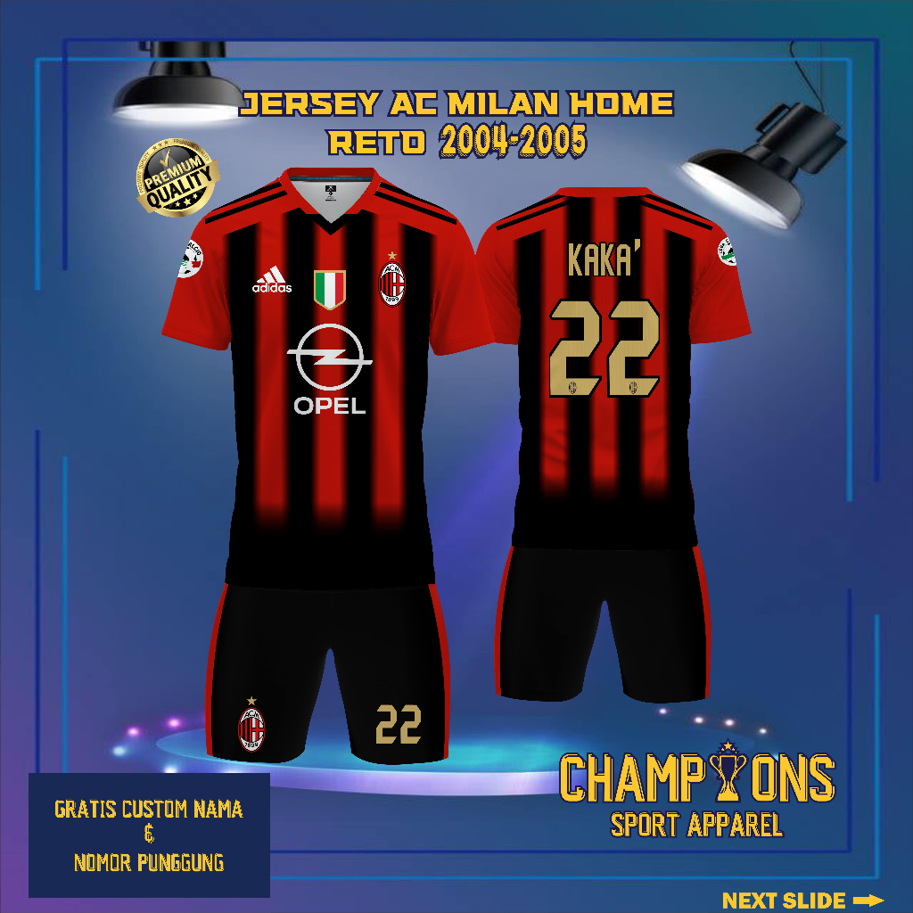 AC M1L4N H0ME RETRO 2004-2005 เสื้อฟุตบอลสั้นชื่อที่กําหนดเองและหมายเลขสําหรับผู้ใหญ่และเด็ก