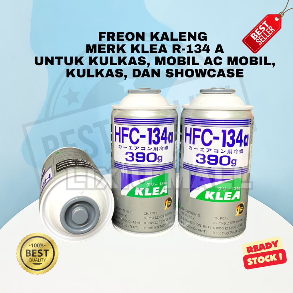 FREON KLEA R-134a REFRIGERATOR, CAR AC, REFRIGERATOR, SHOWCASE, FREEZER / PREON GOLD CAN