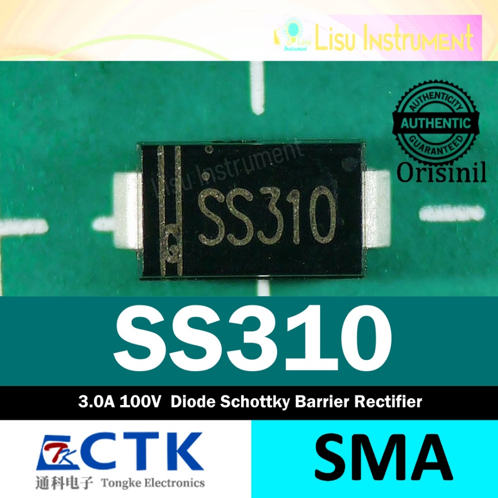SS310 3A 100V Schottky Barrier Rectifier SS310 SMA CTK Electronics