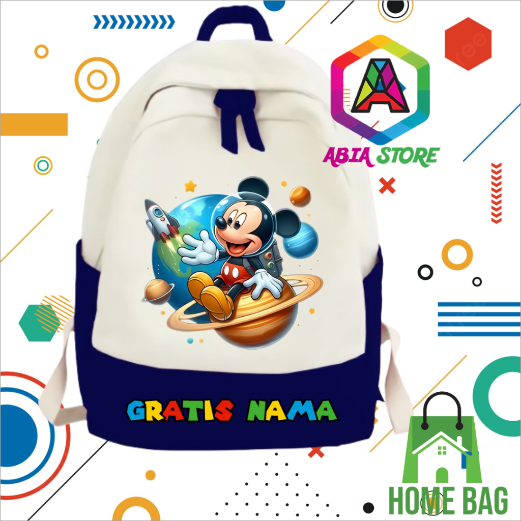 Unisex MIKEY MOUSE MOTIF กระเป๋าเป้สะพายหลังโรงเรียนสําหรับเด็ก