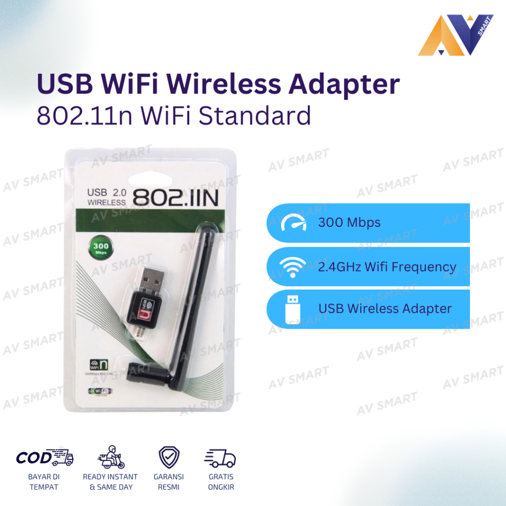 USB WiFi 300 Mbps เสาอากาศอะแดปเตอร์ไร้สาย 802.11n 300Mbps