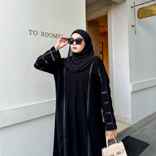 ABAYA WANDA MATA 1 JETBLACK MATA HITAM DAN PUTIH Wanita Muslim Lembut Umroh
