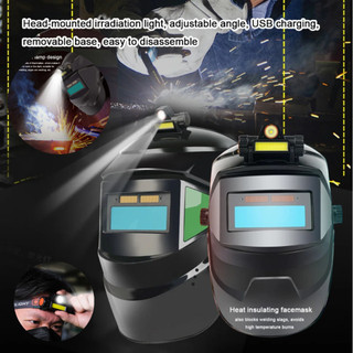 KING Helm las otomatis listrik solar auto darkening gelap terang with SENTER LED welding helmet