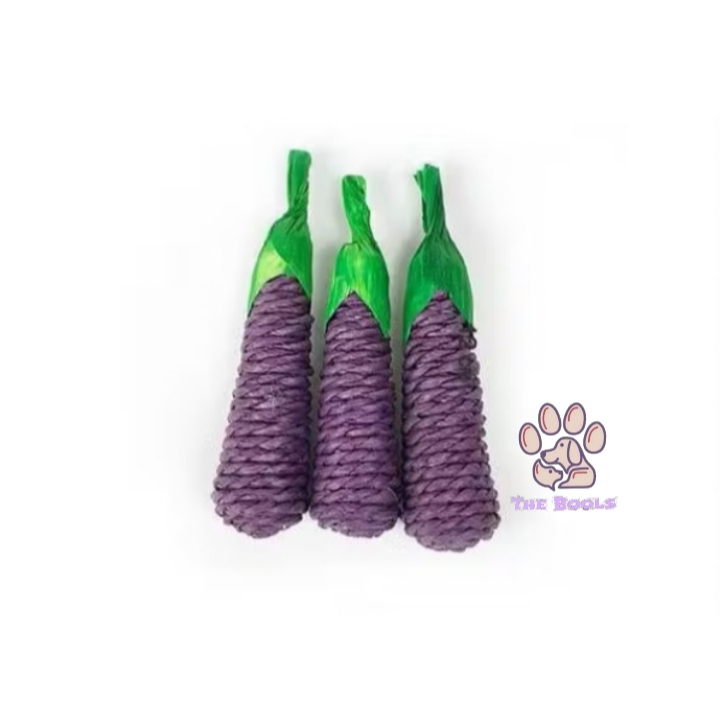 (The Bools) EGGPLANT-SHAPED STRAW ROPE HAMSTER BITE TOY | HAMSTER / RABBIT / GUINEA