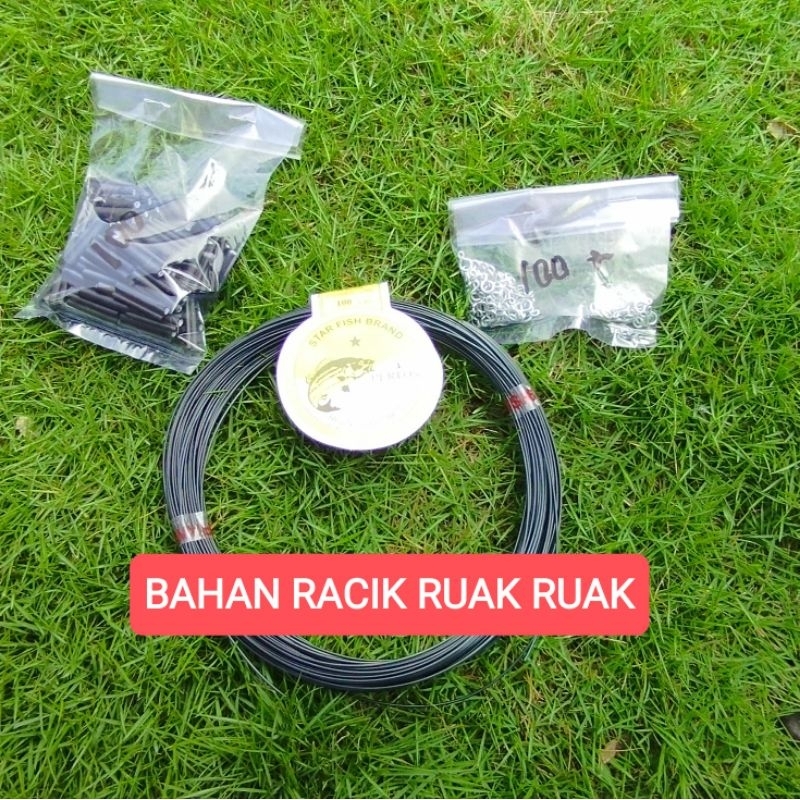 HITAM RUAK RACAK MATERIAL / สาย Perlon สีดํา / หางปลา / กิลี