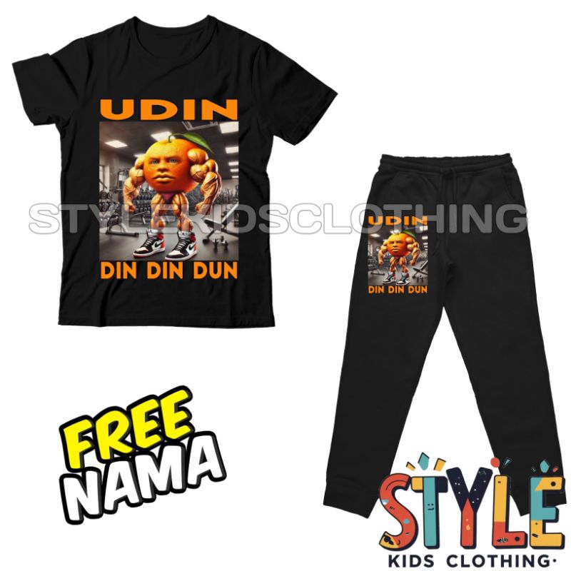 เด็ก Jogger เสื้อยืดชุด Anomali Udin Din Dun ชื่อฟรีเสื้อยืดเด็ก Jogger เสื้อผ้า Udin Din Dun