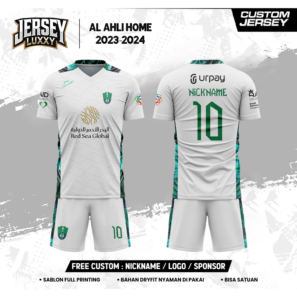 AL H1LAL H0ME 2023 2024 SHORT FULL DESIGN Football Jersey_ ชื่อและหมายเลขแบบกําหนดเองฟรี ผู้ใหญ่ เด็