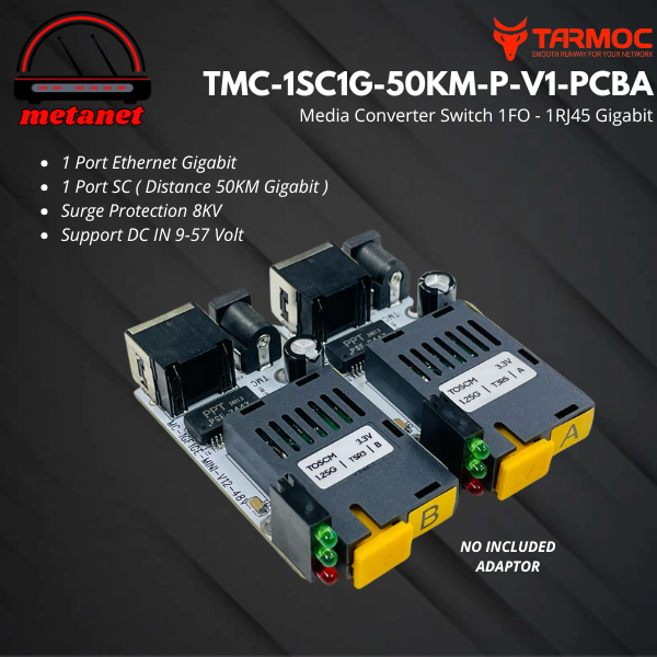 Tarmoc TMC-1SC1G-50KM-P-V1-PCBA | ตัวแปลงสื่อ HTB GS03 50km 1 FO 1 LAN / 1FO 1LAN | 1SC 1LAN / 1 SC 