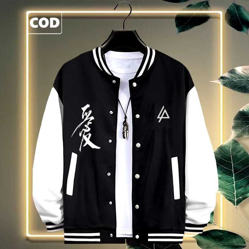 Baseball Varsity Jacket Button LINGKIN PACK RILEX KIRKA ข้อความสีขาว Premium Varsity Jacket ปุ่มผู้ช