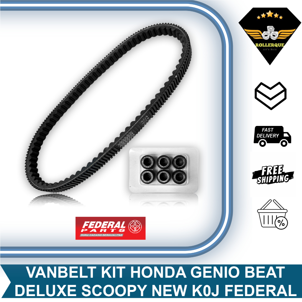 Vanbelt V เข็มขัด Fanbelt Kit ชุด Genio Beat Deluxe Street Scoopy ใหม่ K2F K1A K0J Federal FP-231PA-