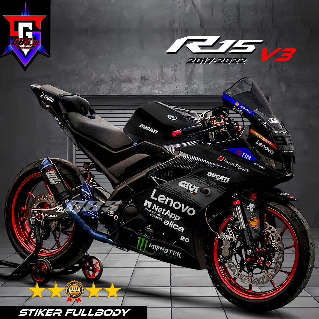 Decal R15 V3 สติกเกอร์รูปลอกมอเตอร์ R15 V3 Striping R15 V3 สติกเกอร์ Yamaha R15 V3 Fullbody