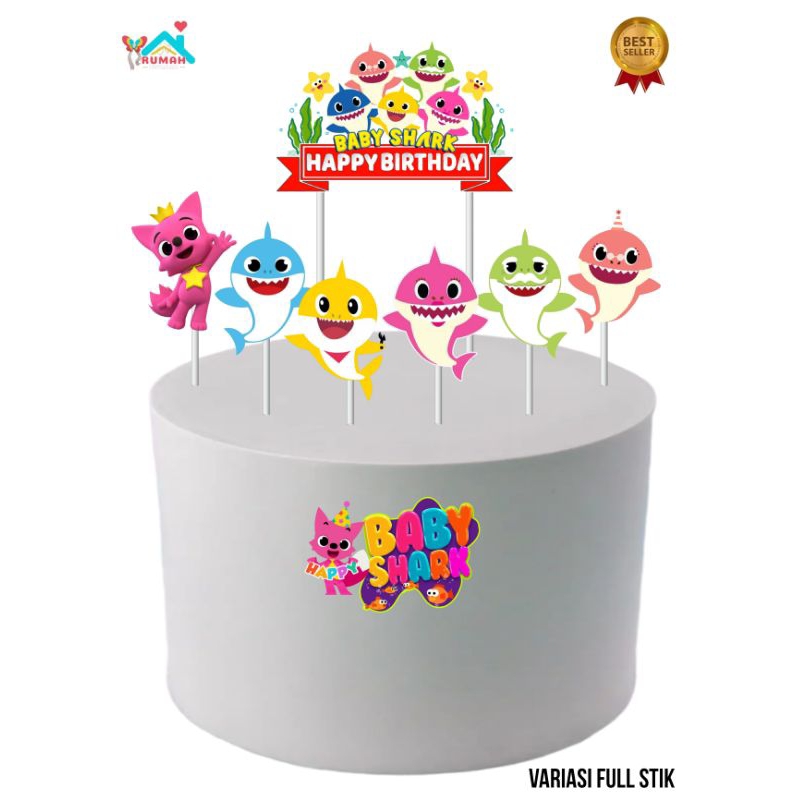 Baby Shark Topper ท็อปเปอร์เค้ก ท็อปเปอร์ตัวละคร Baby Shark ตกแต่งเค้กวันเกิด