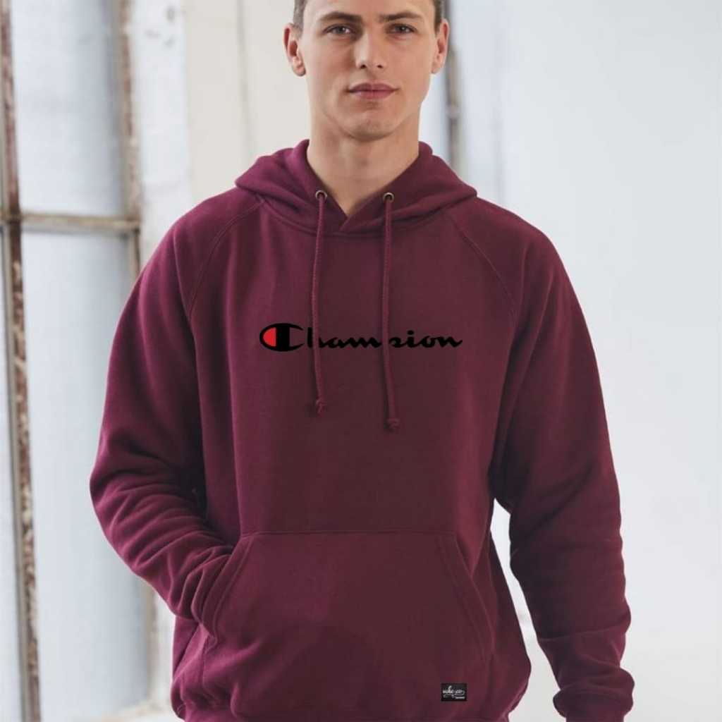 HODIE BOXY MEN CASUAL ผู้ชายและผู้หญิง CHAMPION MAROON//แจ็คเก็ตแบรนด์นําเข้าวัสดุขนแกะหนาคุณภาพสูง