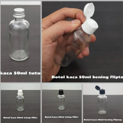 50ml ขวดแก้ว 50ml ขวด Fliptop แก้ว 50ml สกรู Tutu ขวด