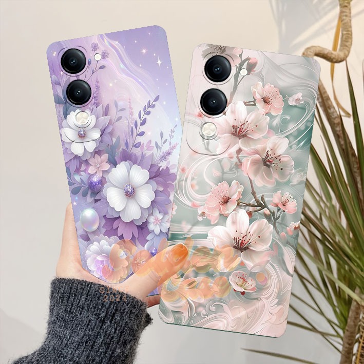 HP [GCS345] เคสโทรศัพท์สําหรับ VIVO Y19S GT Y04 4G 2025 / VIVO Y29S 2025 Flower Motif ความงามน่ารัก 