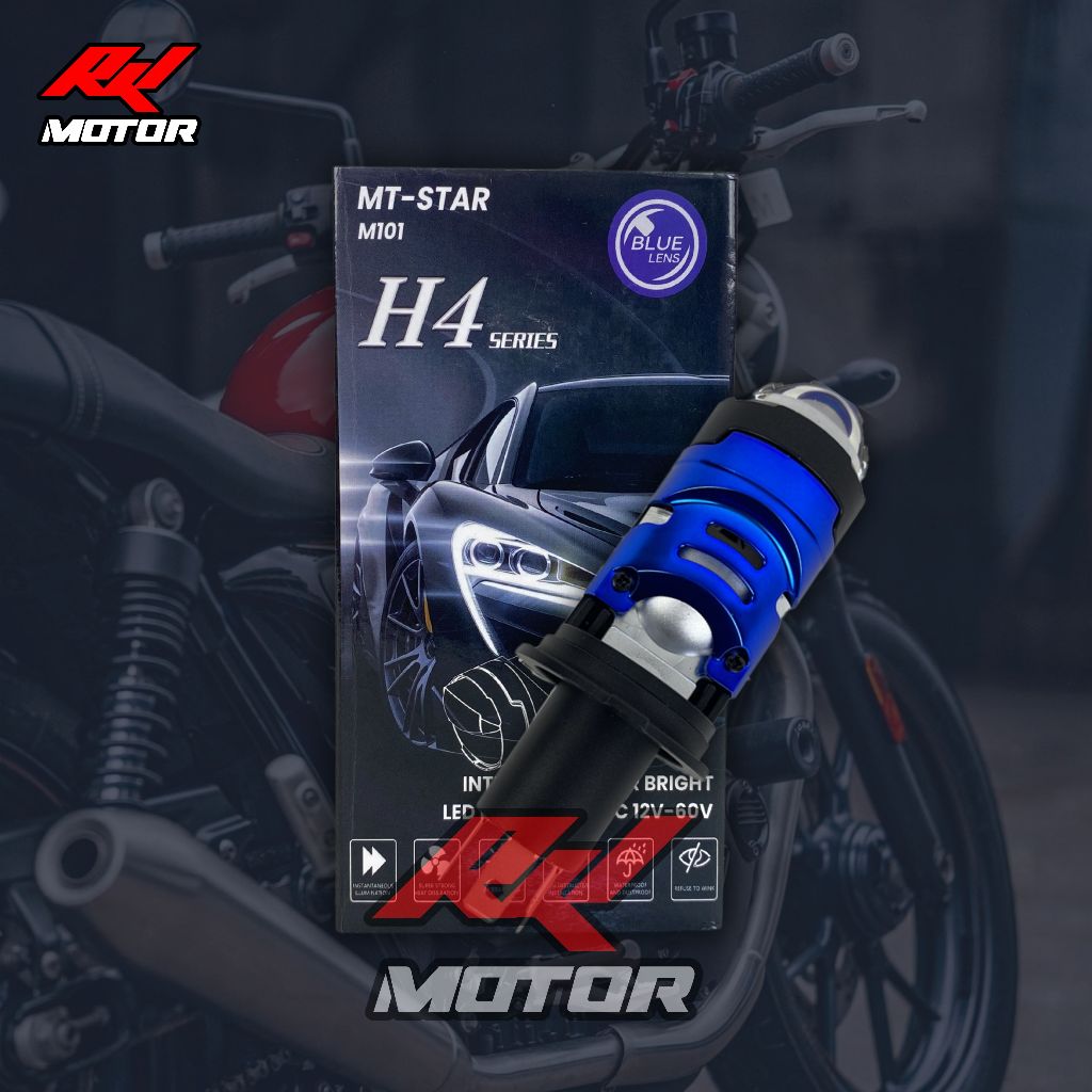 MT STAR H4 M101 LED MAIN HEADLIGHT PROJECTOR BILED MINI BLUE LENS 12V-60V